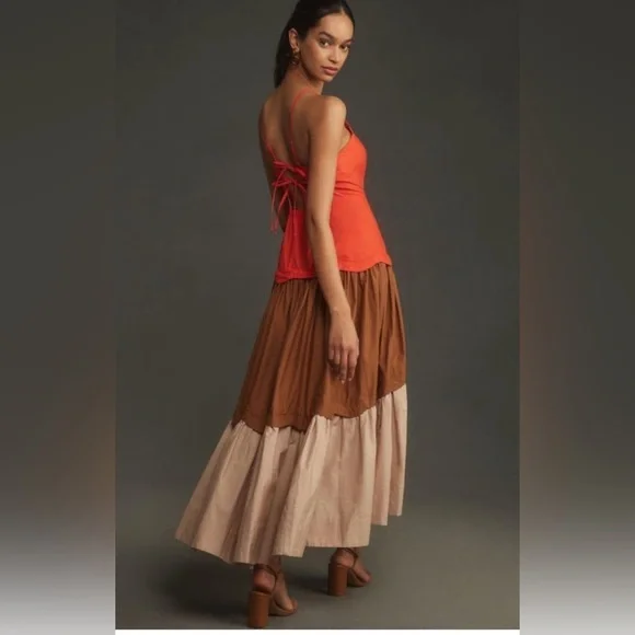 Maeve halter tiered maxi dress size Backless